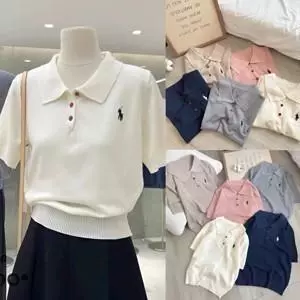 Áo len polo mongtoghi thêu ngựa cúc đỏ, chất liệu mềm mại không quá nóng