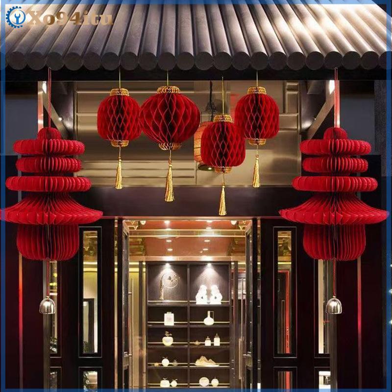 XOITU Năm Mới Giấy Trang Trí Trang Trí Đèn Lồng Trang Trí Đám Cưới 3D Honeb Bầu Mặt Dây Chuyền Trang Trí Ngựa Năm 2026 Trang Trí Cửa VN