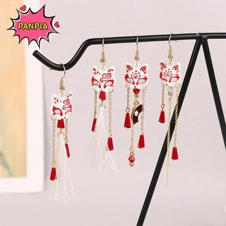 Bông tai mặt nạ cáo cổ điển dành cho nữ với hình trang sức quạt, phù hợp làm quà tặng