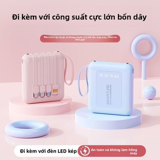 Đi kèm với cáp Sạc nhanh Treasure Mini Di động Bốn dây Sạc dự phòng siêu lớn có đèn LED