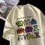 Áo thun ngắn tay 100% cotton, kiểu dáng thời trang, chống xù lông, rộng rãi, in hình hoạt hình, phong cách thoải mái.
