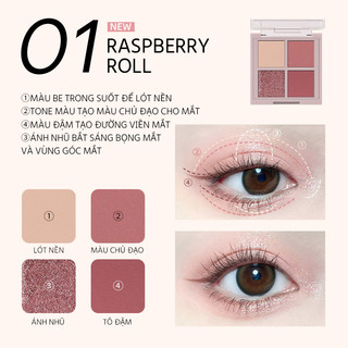【Mua 1 Được 3】Romantic Beauty Bảng Phấn Mắt Afternoon Tea 4 Ô Đa Năng Chống Nước Chống Mồ Hôi Cho Học Sinh