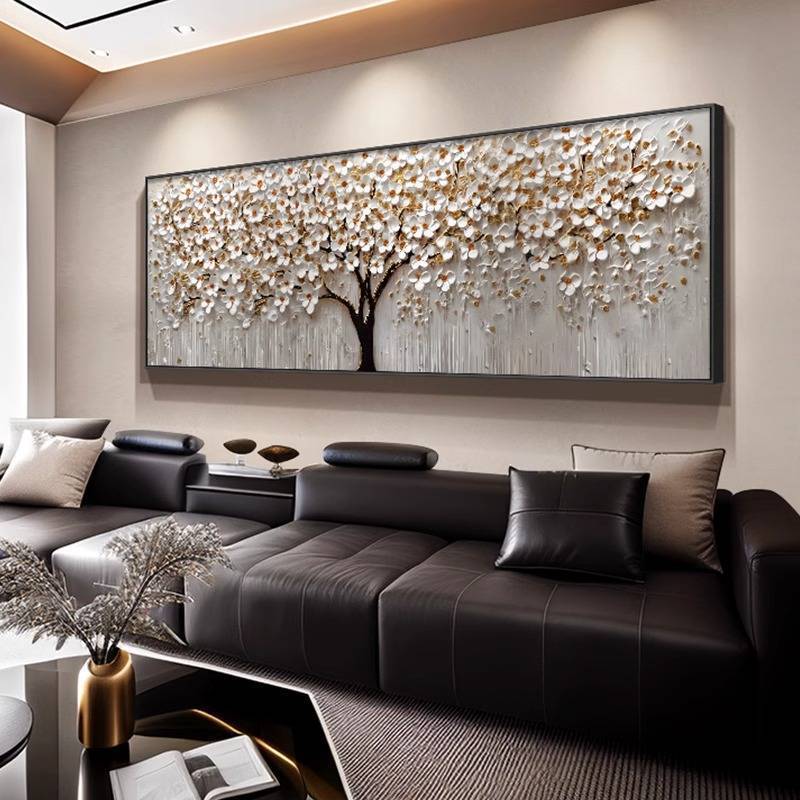 2026 Phong Cách Mới Phong Cách Phong Thủy Cây Giàu Có Tranh Trang Trí Cho Phòng Khách Sofa Nền Tường, Khí Quyển Và Ánh Sáng Sang Trọng