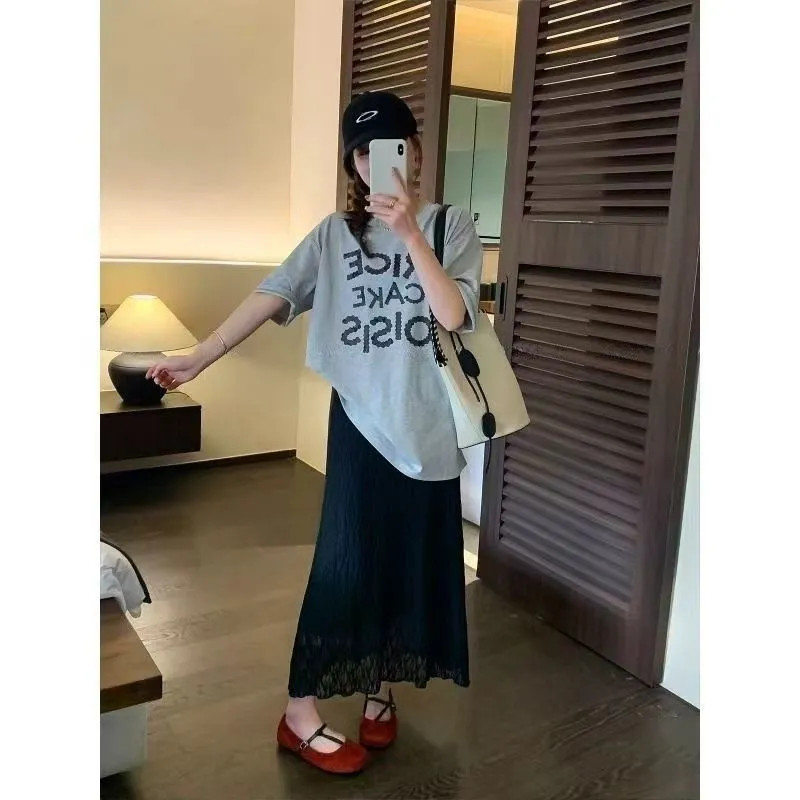 Váy Nữ Màu Trơn Thẳng Mới Cao Cấp Tính Khí Phong Cách Dài