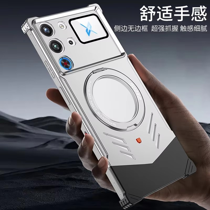 Hợp Kim Nhôm Không Khung Dành Cho ZTE Nubia Red Magic 10 11 Pro + 10 Pro PIus Case Capa Tản Nhiệt Xoay Vòng Giá Đỡ