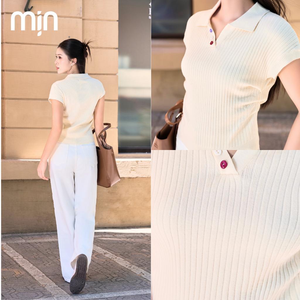 Áo Polo nữ cộc tay Cotton dệt kim xếp ly eo PL01 MỊN VN thanh lịch trẻ trung