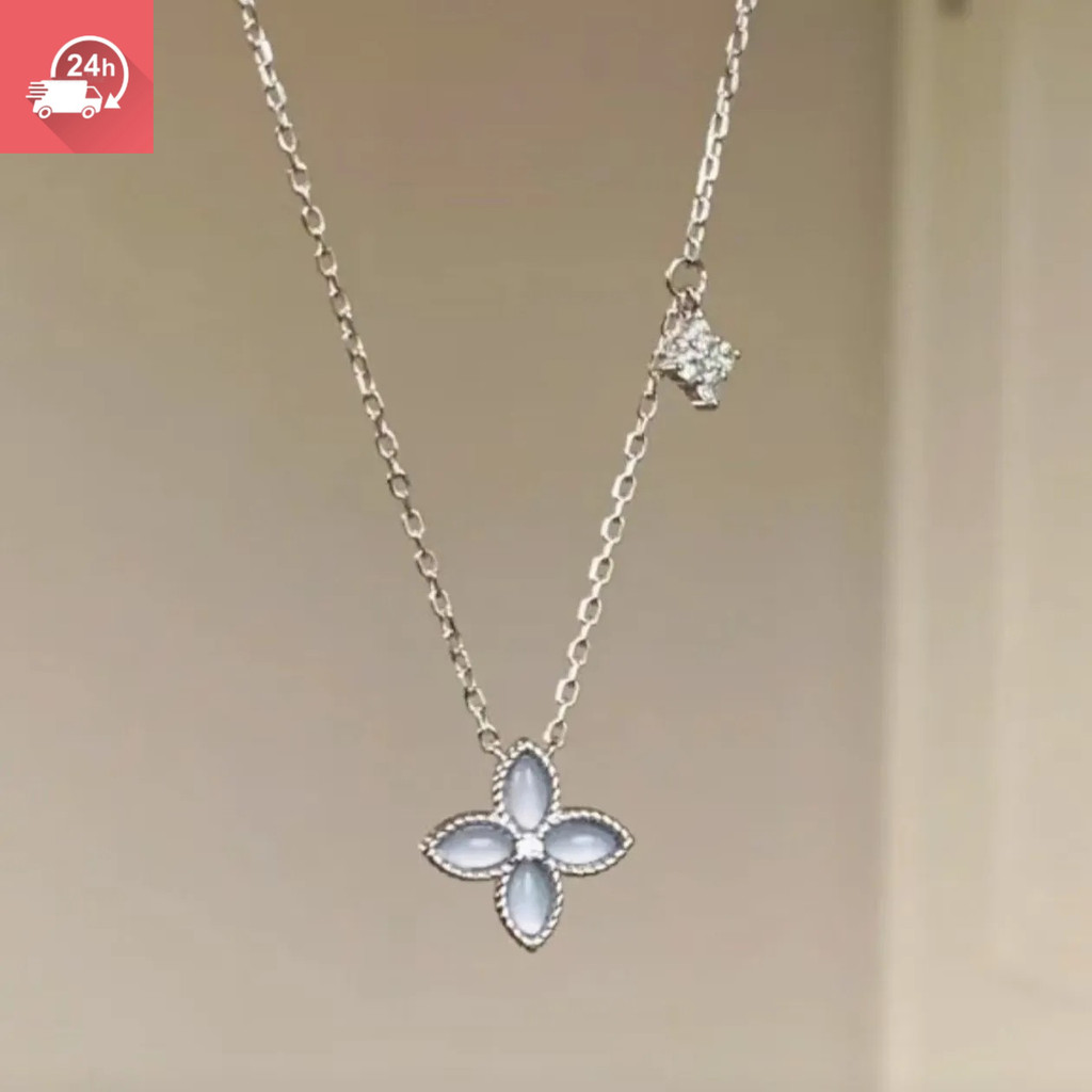 Vòng cổ nữ đa năng hình cỏ ba lá xanh xám thời trang và mát mẻ