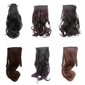 DELMER Tóc Giả Đuôi Ngựa, Kẹp Móng Vuốt Xoăn Tổng Hợp Đuôi Ngựa, Phụ Kiện Tóc Ngắn Màu Nâu Dây Rút Đuôi Ngựa Tóc Bé Gái