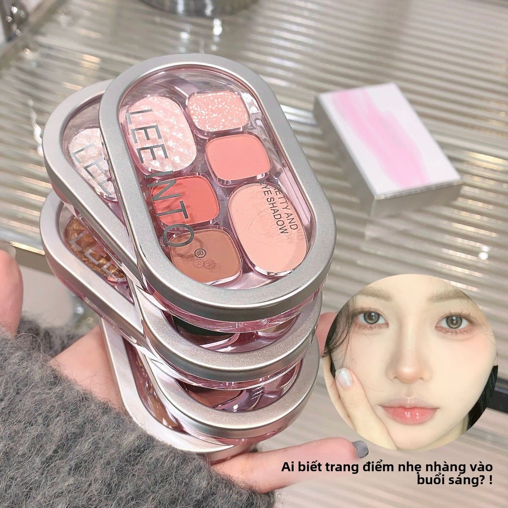 Palette mắt LEEINTO 6 màu - 【Tông màu mood】, lên màu chuẩn, chất ánh kim, matt, lấp lánh tinh tế, lâu trôi