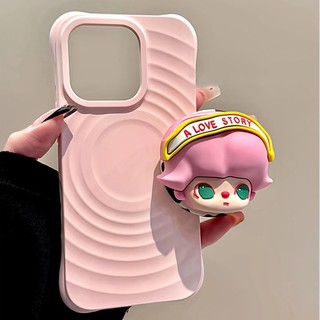 Ốp điện thoại dạng bột từ tính sóng màu trơn cho iPhone17 16 15 14 13 12 11 Pro Max bảo vệ camera chống sốc chống rơi mặt sau mềm