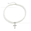 Vòng cổ chéo ngọc trai giả Unisex - Hạt Lustrous + Mặt dây chuyền Gothic mạ bạc - Có thể điều chỉnh 51-60cm - Trang sức hàng ngày tối giản sang trọng
