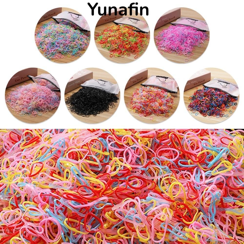Dây cao su dùng một lần YUNAFIN 1000 Cái / gói​​, ​​Chất liệu cao su​​ Kích thước nhỏ​​ ​​Giá đỡ đuôi ngựa​​, ​​Màu sắc rực rỡ​​ Gói số lượng lớn​​ Đàn hồi ​​Dây buộc tóc đầy màu sắc​​