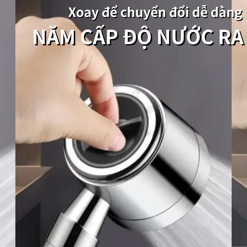 Bộ vòi sen tăng áp bằng thép không gỉ 304, 6 chế độ, bao gồm ống mềm và đế, lõi lọc cao cấp
