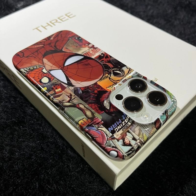 Ốp Điện Thoại Ins Style Spiderman QYJS Thích Hợp Cho IPhone 11 16 15 14 13 ProMax 17 AIR 12 PRO 7 8 PLUS XR XSMAX Vỏ Cứng Phim Bóng Cao Cấp