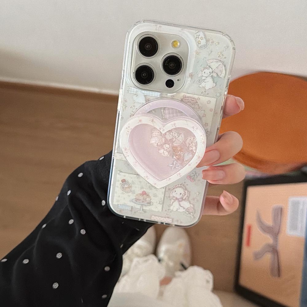 Ốp Lưng Cứng Tương Thích Với iPhone 13 14 14Pro 14ProMax 15 15Pro 15ProMax 16 16Pro 16ProMax 17 17Pro 17ProMax Ốp Nam Châm Họa Tiết Gấu Hoa Hồng Thỏ