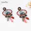 AqToCna Vintage Dân Tộc Phong Cách Bohemian Bay Chim In Hợp Kim Hoa Giọt Nước Mặt Dây Chuyền Bông Tai Nữ Tiệc Trang Sức Quà Tặng AqToCna