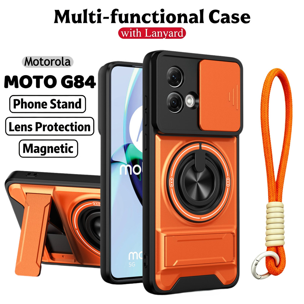 Ốp Điện Thoại Đa Năng Sang Trọng Thích Hợp Cho Motorola G84 G75 5G Dây 360°Giá đỡ vòng có vỏ máy ảnh Vỏ bảo vệ toàn diện chống sốc