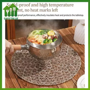 Thảm trải bàn tròn đay dệt bằng tay SWEET, Thảm trải bàn chống trượt chịu nhiệt 15 Inch cho trang trại Boho Trang trí ăn uống n