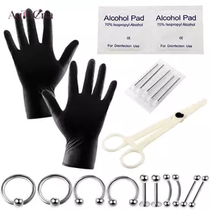 AqToCna 10-20 Cái / bộ Body Piercing Kit Dụng Cụ Kim Bụng Lưỡi Lông Mày Mũi Lip Ring AqToCna