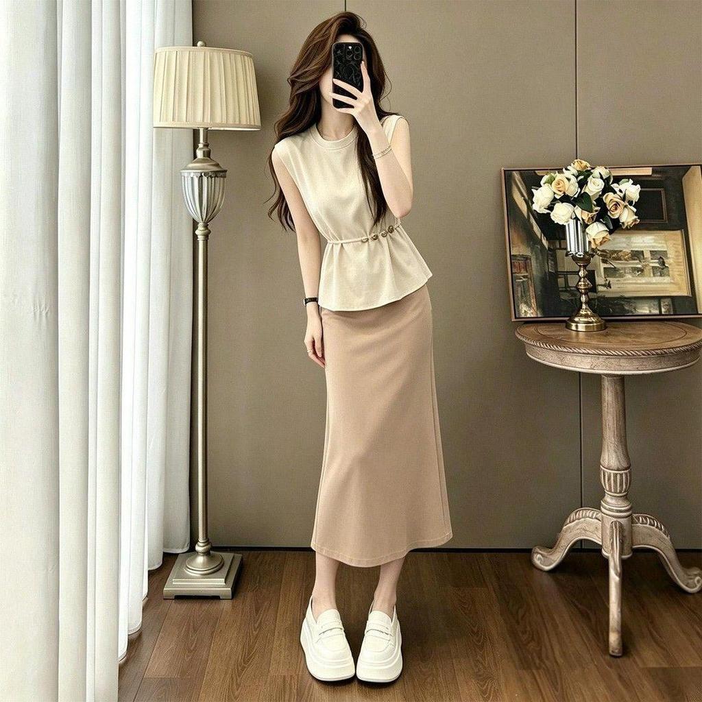 [Giảm giá trong thời gian có hạn] Nhẹ nhàng sang trọng Cảm giác cao cấp Tính khí Váy dài hẹp Bộ đồ đi lại mùa hè Ôm hơn Nhìn nhẹ nhàng