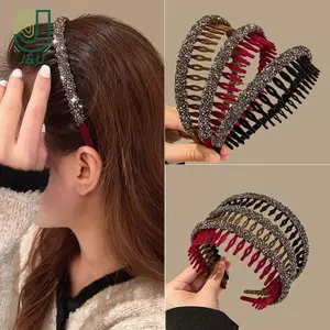 Vòng buộc tóc bằng kim cương giả Acrylic Floing thời trang dành cho nữ Phụ kiện tóc có răng màu trơn chống trượt