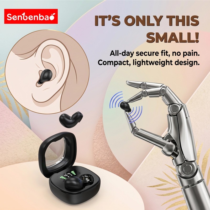 Tai nghe Senbenbao Y19 Tai nghe vô hình có đèn LED mạ điện cao cấp Đèn khí quyển chống nước 5 cấp ENC Mic & Bluetooth 6.0