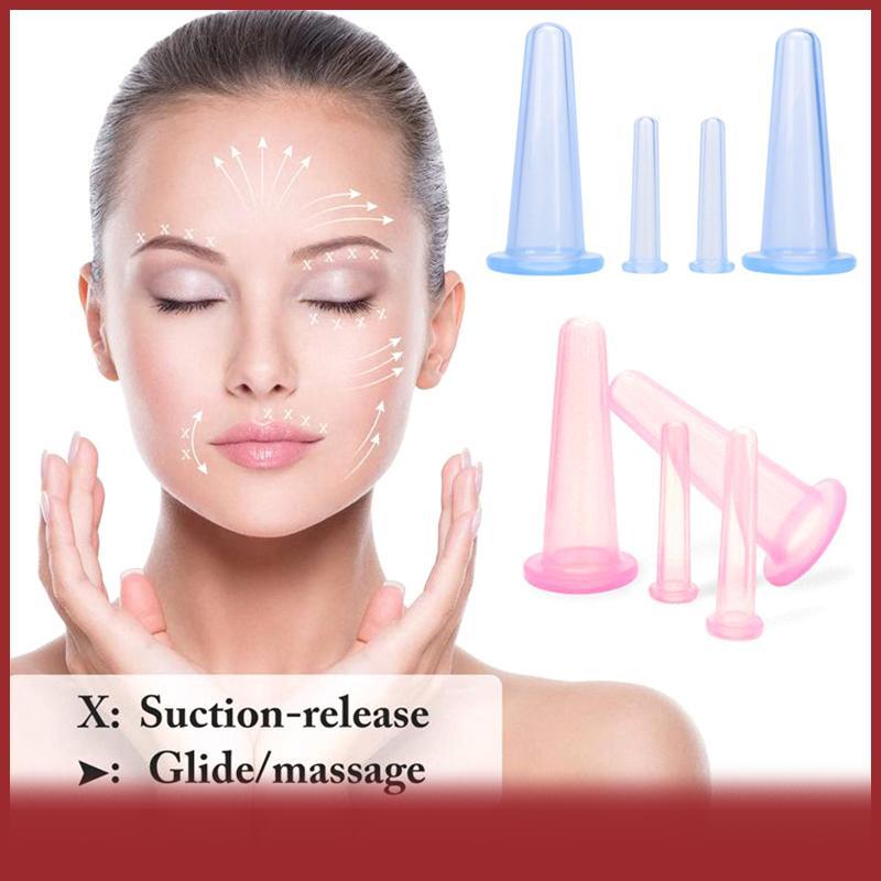Cá tuyết 4pcs Silicone giác hơi massage thiết lập cho khuôn mặt, cổ, mắt & cơ thể chống lão hóa trị liệu