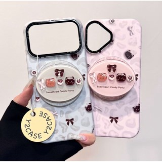 Ốp điện thoại giá đỡ từ tính hình mèo da báo dễ thương cho iPhone 17 16 15 14 13 Pro Max Bảo vệ Camera chống sốc Vỏ cứng chống rơi