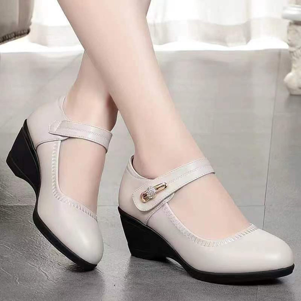 Giày Da PU Mềm Nữ Nhẹ Chống Trơn Trượt Giày Thường Cho Mùa Thu Xuân Đầu Mùa Hè