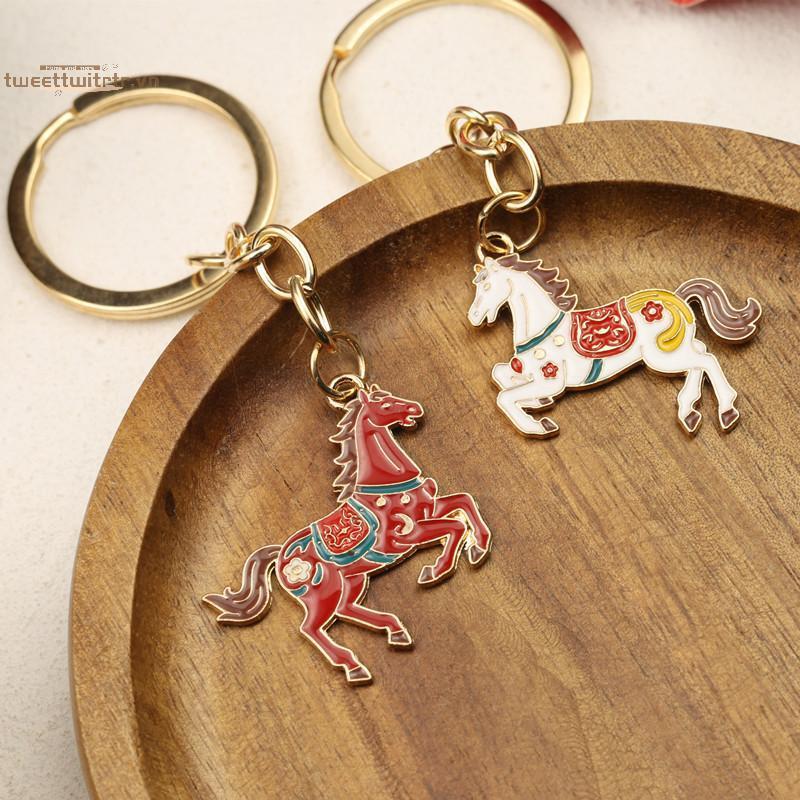 TRTR 2026 Ngựa Năm Móc Khóa May Mắn Cung Hoàng Đạo Ngựa Mặt Dây Chuyền Năm Mới Phước Lành Móc Khóa Túi Trang Trí Phụ Kiện Quà Tặng VN