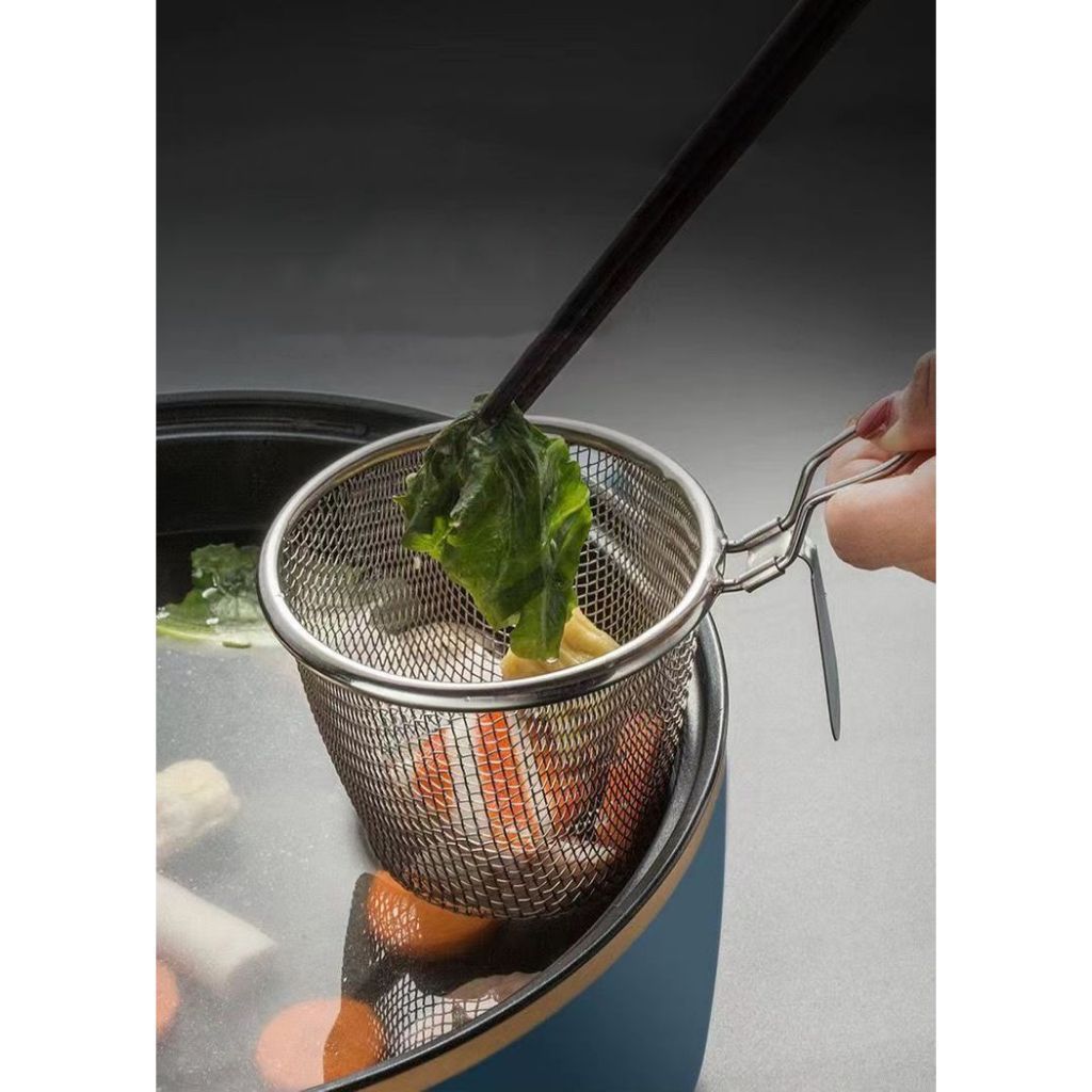 Rổ Nhúng Lẩu Inox Cao Cấp Có Móc Cài Tiện Lợi Nhúng Mì, Thịt, Hải Sản Nhanh Gọn, Dễ Dàng Vệ Sinh