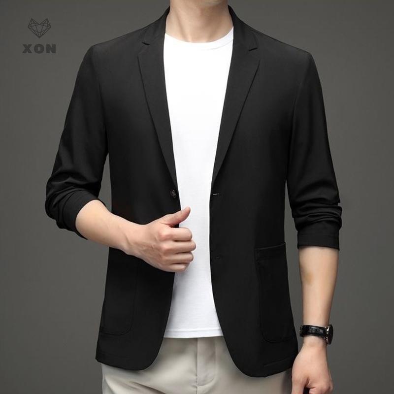 Áo khoác blazer nam màu đen, phong cách đơn giản và đa năng, phù hợp cho doanh nhân mùa thu