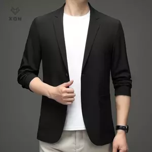 Áo khoác blazer nam màu đen, phong cách đơn giản và đa năng, phù hợp cho doanh nhân mùa thu