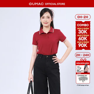 Áo thun polo nữ GUMAC thun cotton TC trơn cổ phối bo viền thoáng mát mềm mịn thể thao công sở PLE03028