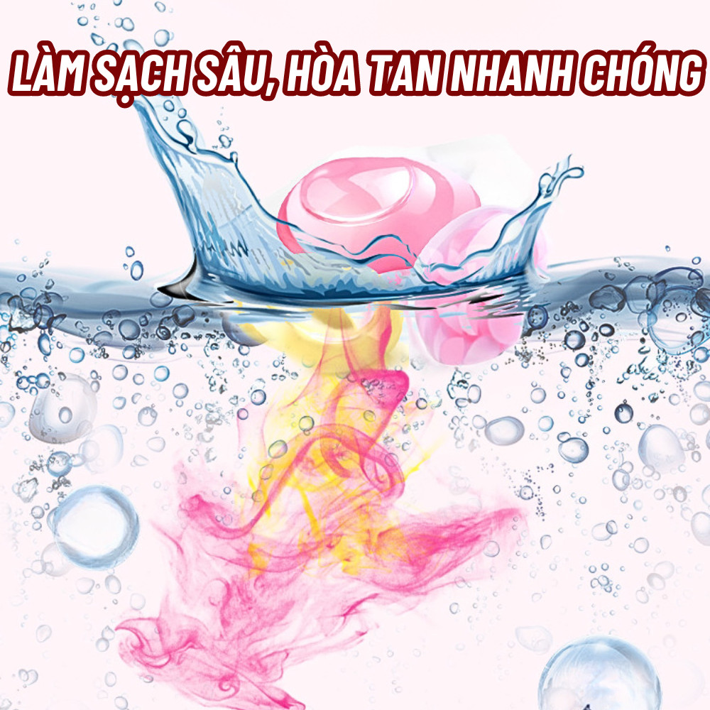 Viên Giặt Thơm Quần Áo 5IN1 Làm Mền, Giặt Sạch Khử Khuẩn tới 99%, Lưu Hương 72 Giờ, Đa Năng Tiện Lợi