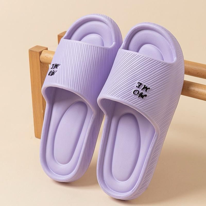 dép mang trong nhà. Nam Nữ Họa Tiết chữ home Đơn Giản Dép Bánh Mì Nữ Quai Ngang Mang Êm Chân