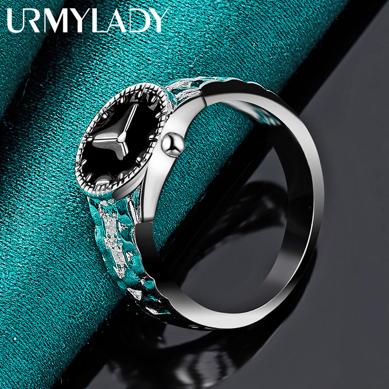 Đồng hồ đeo tay bằng bạc URMYLADY 925 7-10 # Nhẫn dành cho nữ Tiệc cưới Trang sức quyến rũ thời trang