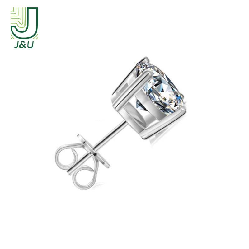 J & U 3-8mm 1 Đôi Bông Tai Tròn Bạc Thời Trang Nam Nữ Đơn Giản Bông Tai Cho Đảng Đá Quý Quà Tặng Mới
