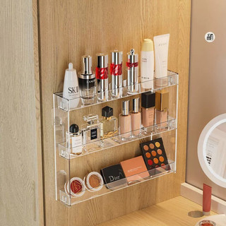 Kệ Đựng Đồ Trang Trí, Mỹ Phẩm, Sơn Móng Tay MAISON Kệ Mô Hình Đồ Chơi Dán Tường Trong Suốt 3 Tầng