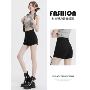2024 Đen Skinny Quần Short Nữ Cao Cấp Đáy Thiếu Thường Ngày Nóng Bé Gái Mặc Ngoài Ôm Hơn Nhìn Nóng Quần 5.12