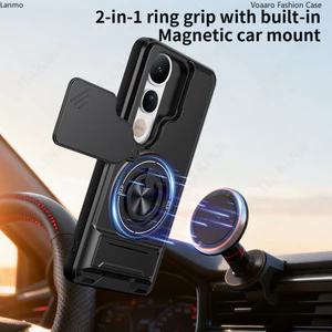 Armor Xoay Ống Kính Trượt Funda Cho Vivo V50 Lite 5G Toàn Cầu Ốp Lưng Từ Tính Cho Vivo V50 Lite 4G Global Case Stand Capa