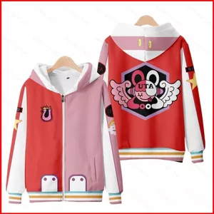 YB1 One Piece RED Uta Áo Khoác Anime Có Dây Kéo Dài Tay Cosplay Áo Thường Ngày Unisex Hoody Thời Trang Oversize BY1