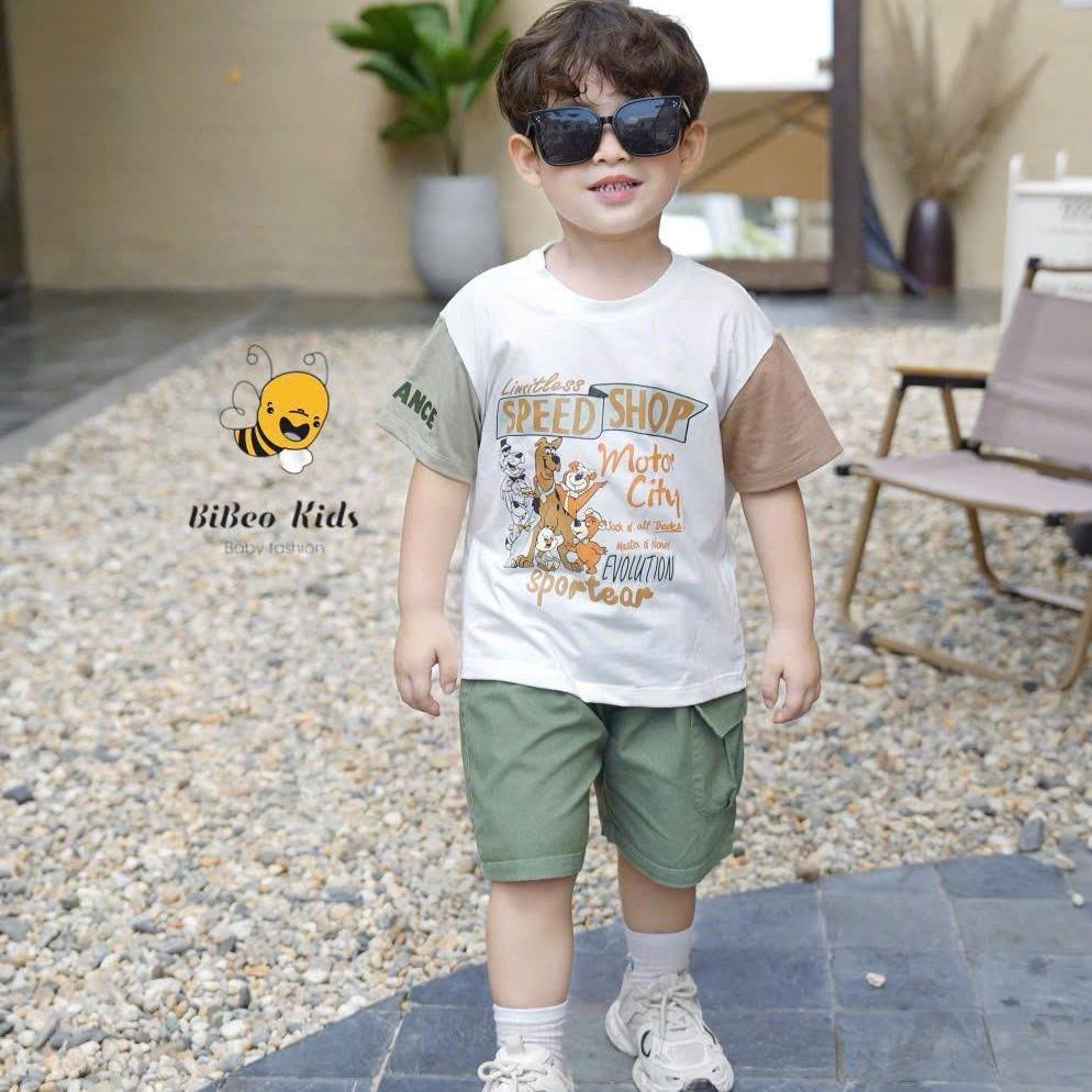 [BiBeo Kids]Bộ quần áo CỘC PHỐI TAY SPEED SHOP cho bé trai , Quần áo chất COTTON mềm thoải mái