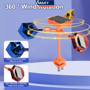 MAKY Garden Rau Field Siêu Âm Chim Năng Lượng Mặt Trời Pest Repeller Xoay Phản Quang Drive Away Bird VN