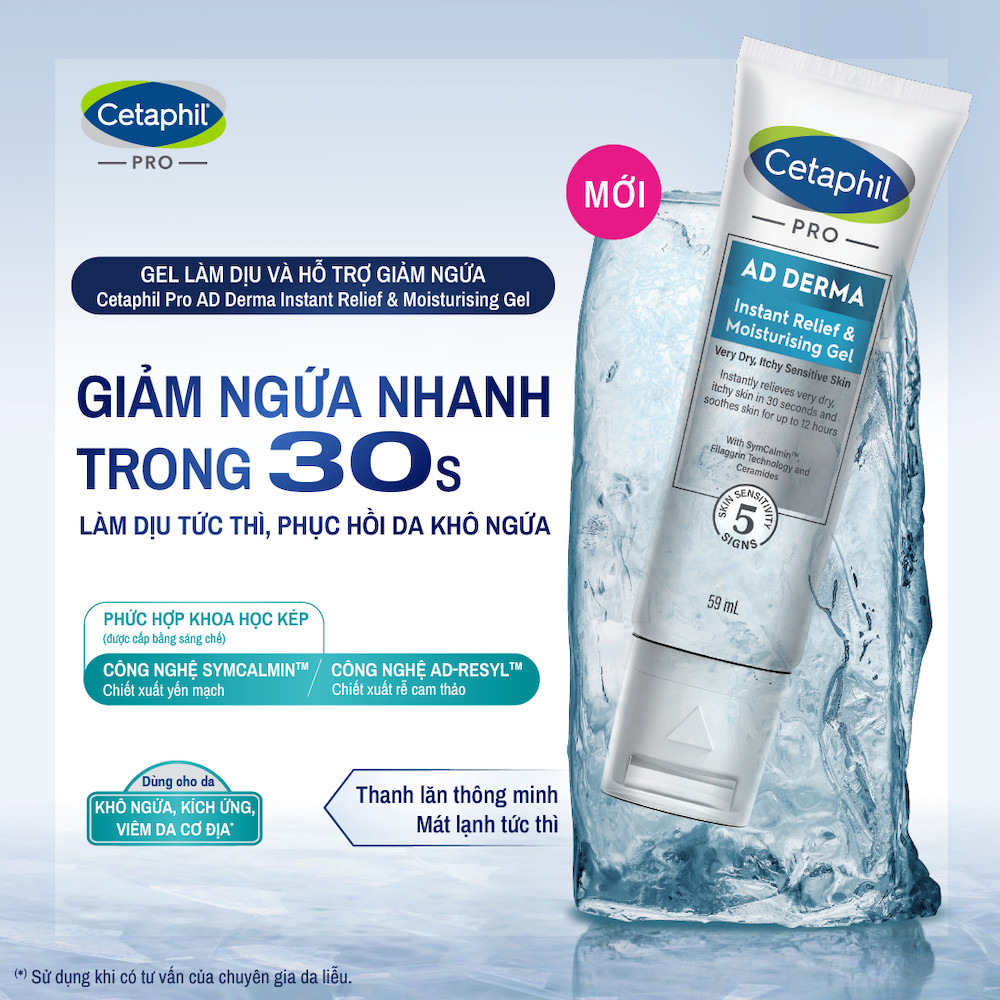 Gel làm dịu và hỗ trợ giảm ngứa cho da chàm, viêm da cơ địa CETAPHIL PRO AD DERMA Instant Relief & Moisturising Gel 59ml