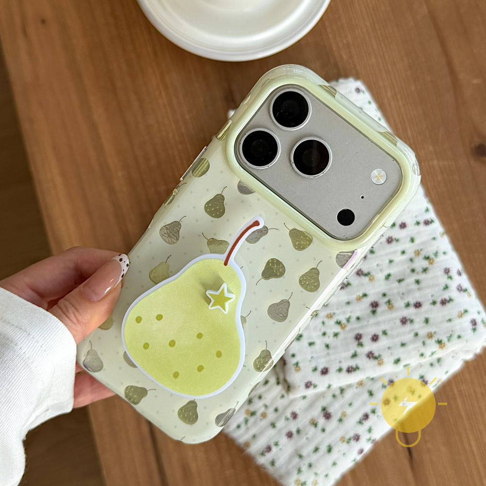 Phone Case For iPhone 17 Pro Max 16 15 with Griptok TPU Pear with Griptok Aesthetic Korean Cute