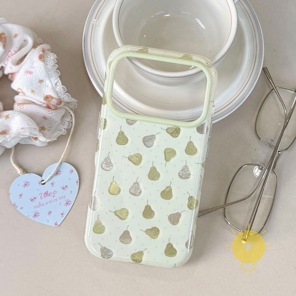 Phone Case For iPhone 17 Pro Max 16 15 with Griptok TPU Pear with Griptok Aesthetic Korean Cute