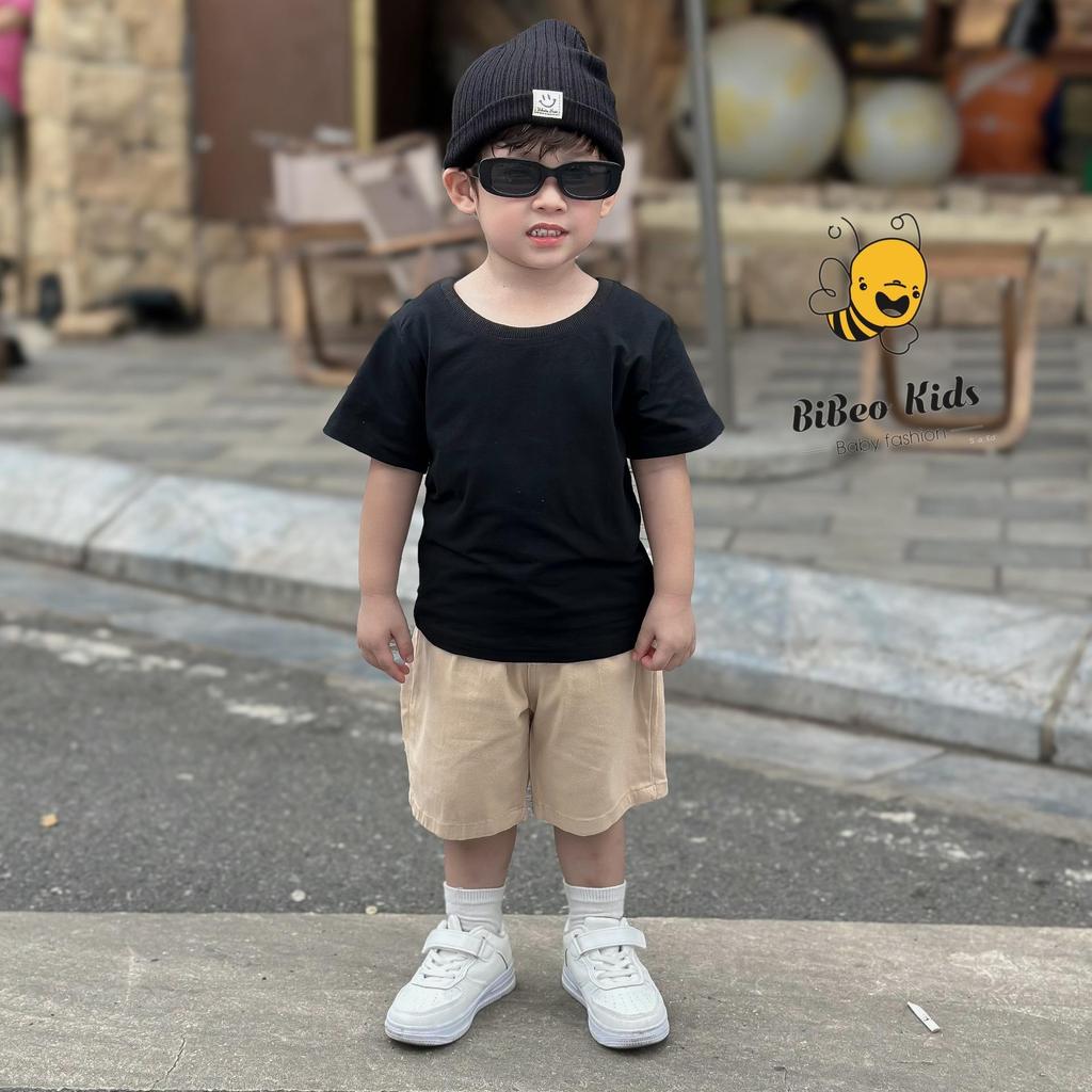 (HÀNG XẢ KHO) Bộ quần áo PHÔNG BASIC ĐEN QUẦN KAKI NUDE cho bé trai, siêu cá tính