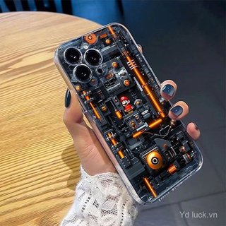 Khối xây dựng màu đen màu cam giống như trẻ em Vỏ điện thoại trong suốt sáng tạo Thích hợp cho iPhone 17promax / 15pro / 16 / 12 / 11pro / xsmax / 14pro / 13promax Vỏ chống va đập