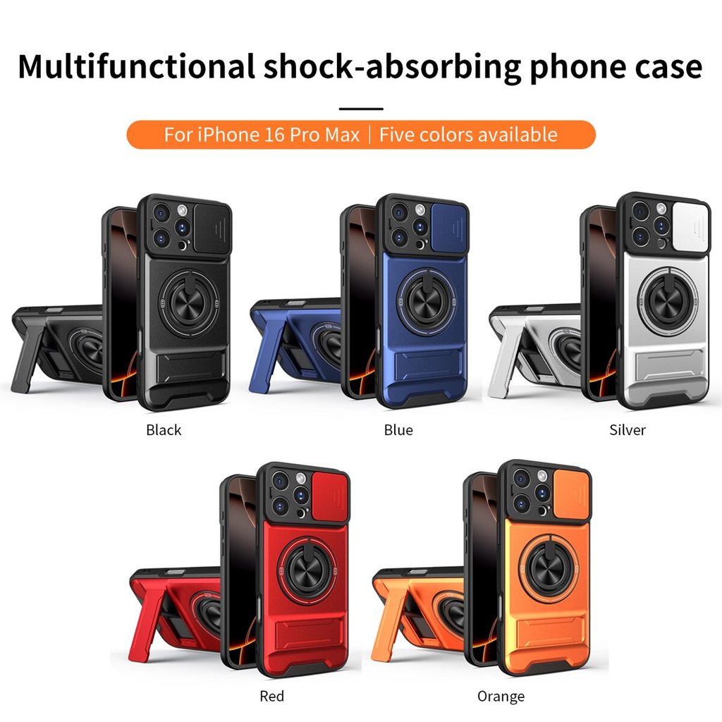 Ốp Điện Thoại Đa Năng Sang Trọng Thích Hợp Cho iPhone 16 Pro Max 14 17 13 12 11 15 Dây 360°Giá đỡ vòng có vỏ máy ảnh Vỏ bảo vệ toàn diện chống sốc